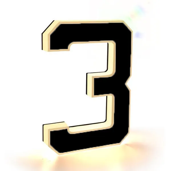 Waterproof self-luminous acrylic LED house number DIY ornament accessory in electroplated finish
