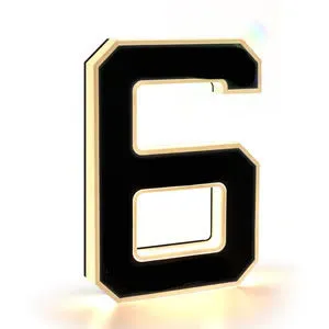 Waterproof self-luminous acrylic LED house number DIY ornament accessory in electroplated finish