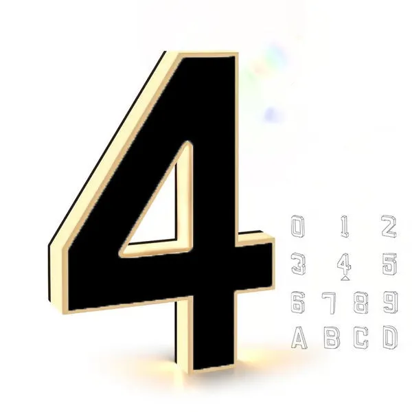 Waterproof self-luminous acrylic LED house number DIY ornament accessory in electroplated finish