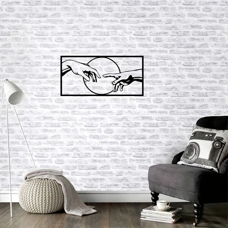 Modern black iron geometric wall art decorative painting 19.5x40cm on a light wall