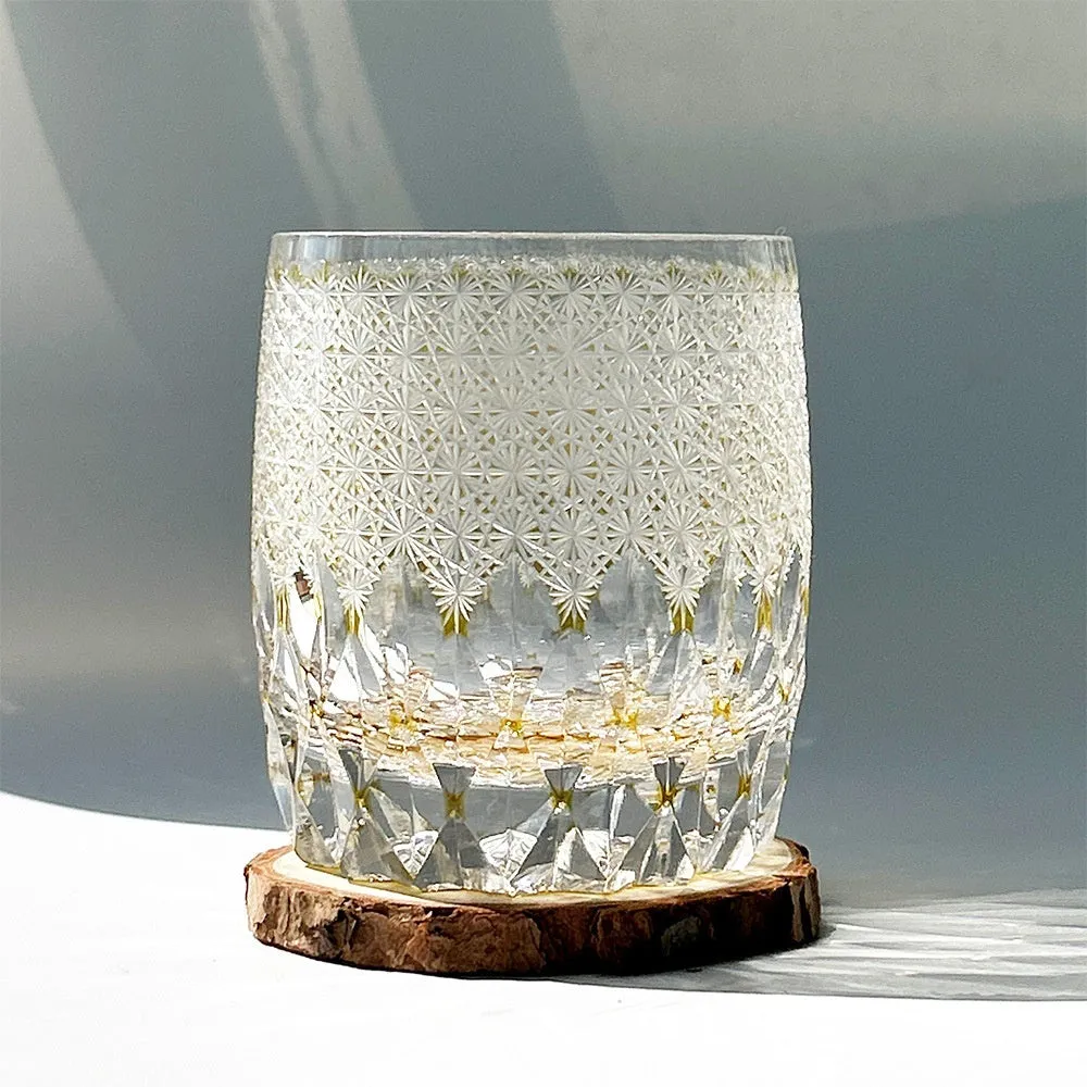 Japanese-style Jianghu cut crystal glass wine glass with retro design, 301-400ml capacity