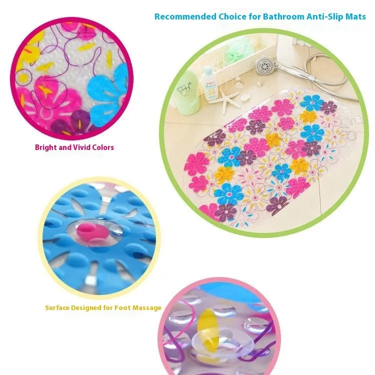 Creative cartoon turtle starfish bathroom non-slip mat oval PVC 69x38cm