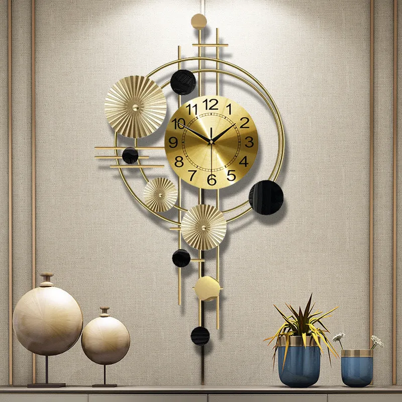 Gold iron wall clock small A2616 creative mute home decoration on wall