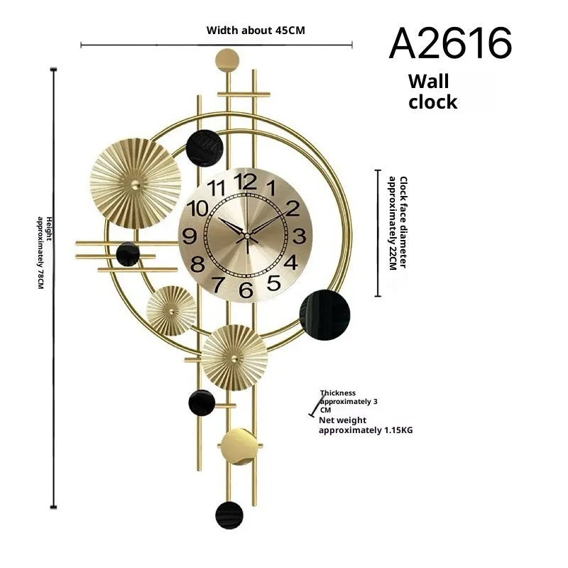 Gold iron wall clock small A2616 creative mute home decoration on wall