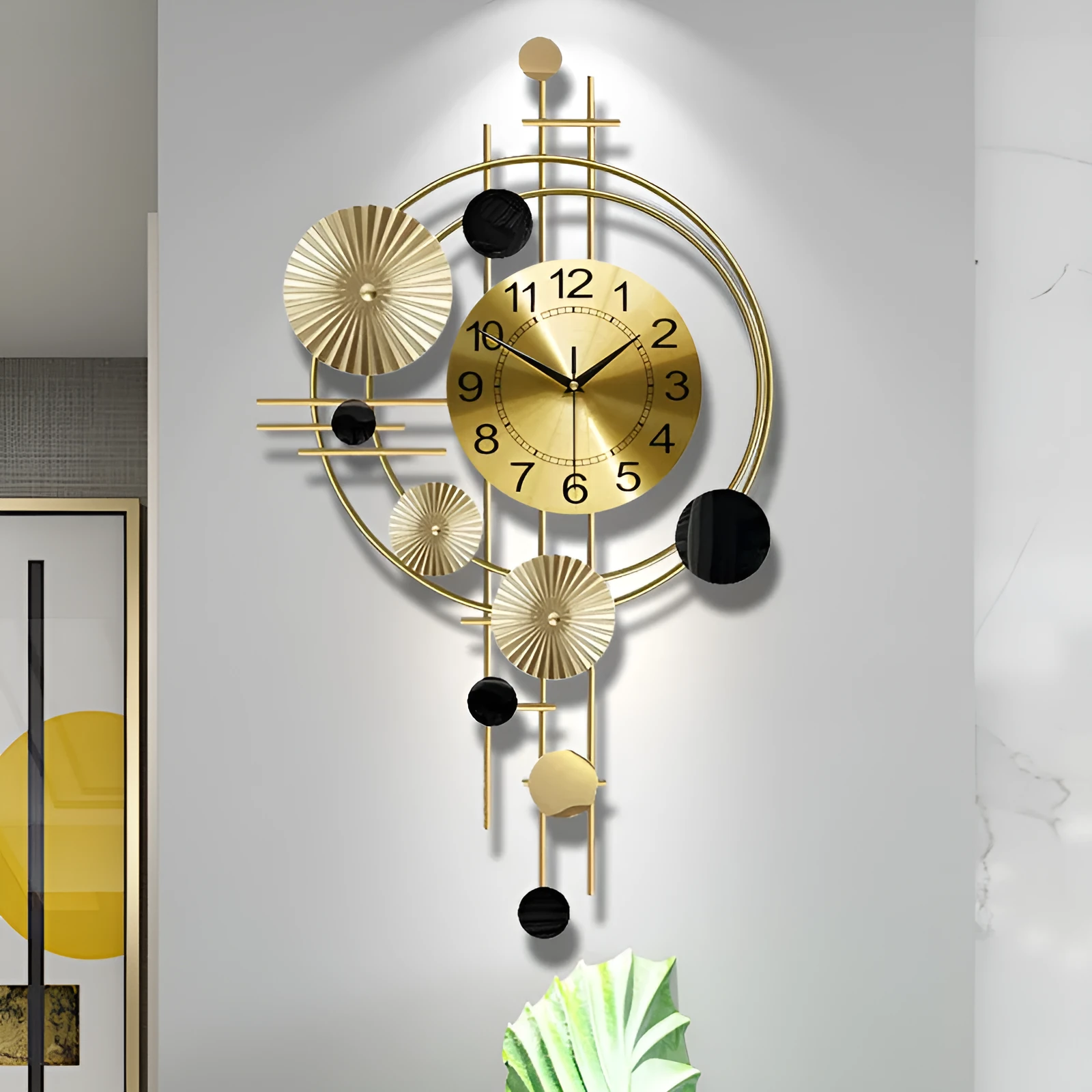 Gold iron wall clock small A2616 creative mute home decoration on wall