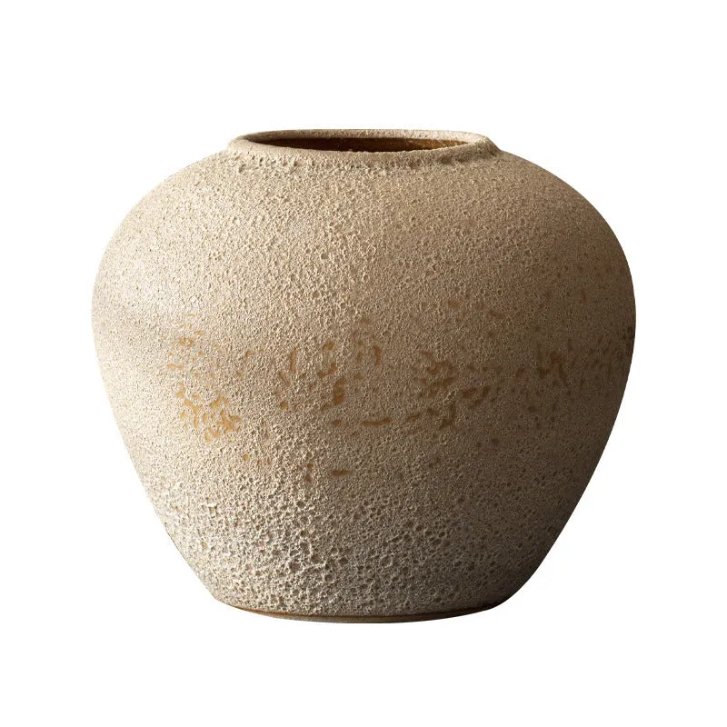 Pastoral Chinese style stoneware glazed vase, handmade ceramic with glass surface, available in small medium and large sizes