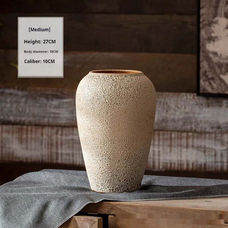 Pastoral Chinese style stoneware glazed vase, handmade ceramic with glass surface, available in small medium and large sizes