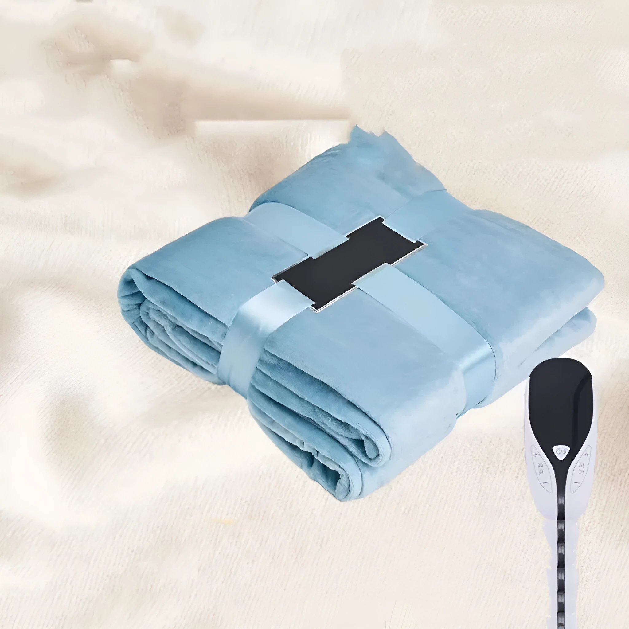 Smart electric heating blanket pad dual-use in brown on double bed with EU plug option