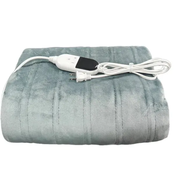Smart electric heating blanket pad dual-use in brown on double bed with EU plug option