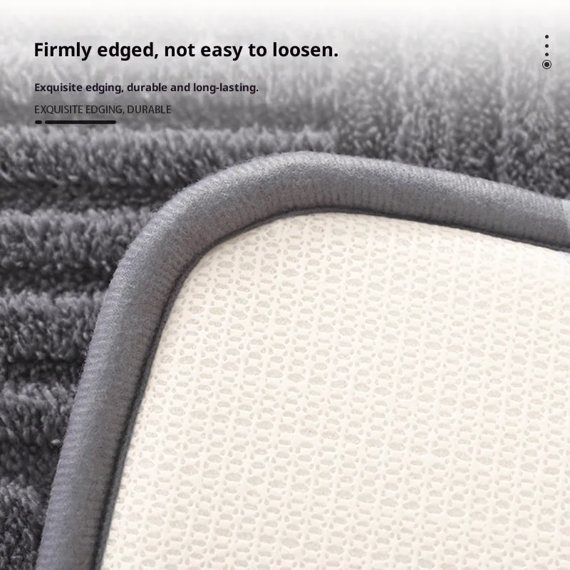 Solid colour woven polyester bathroom non-slip floor mat in beige, gray, white; sizes 40x60cm, 50x80cm, 60x90cm