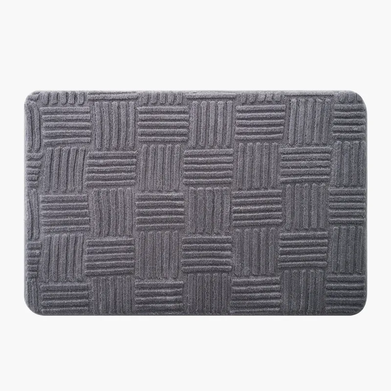 Solid colour woven polyester bathroom non-slip floor mat in beige, gray, white; sizes 40x60cm, 50x80cm, 60x90cm