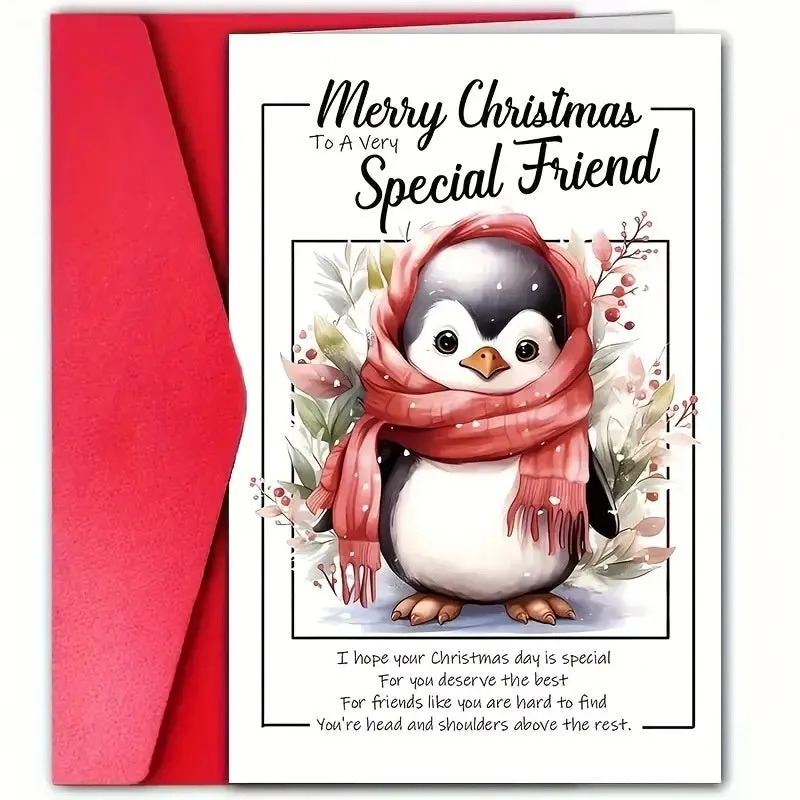Simple modern Christmas party birthday greeting card with envelope on white background