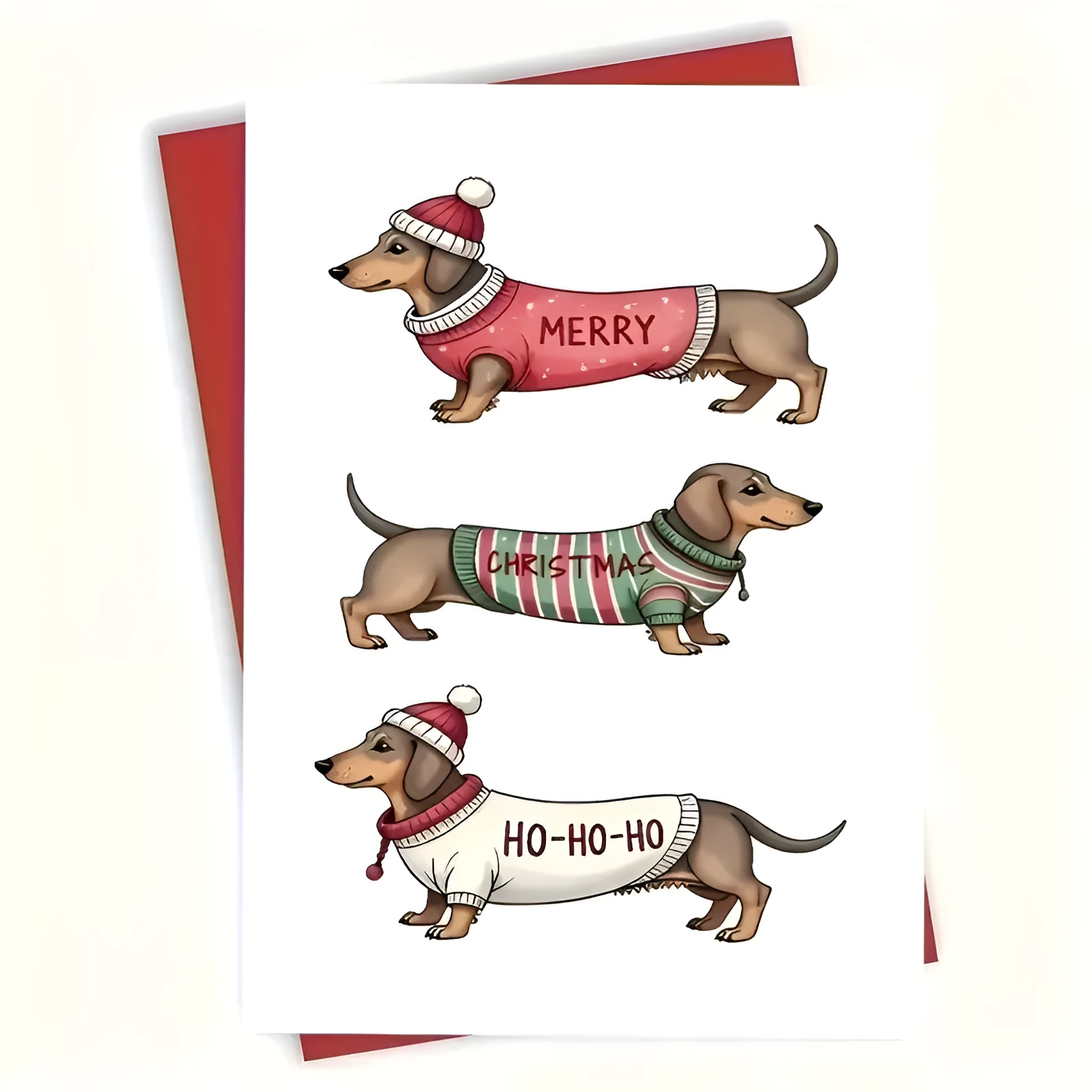 Simple modern Christmas party birthday greeting card with envelope on white background