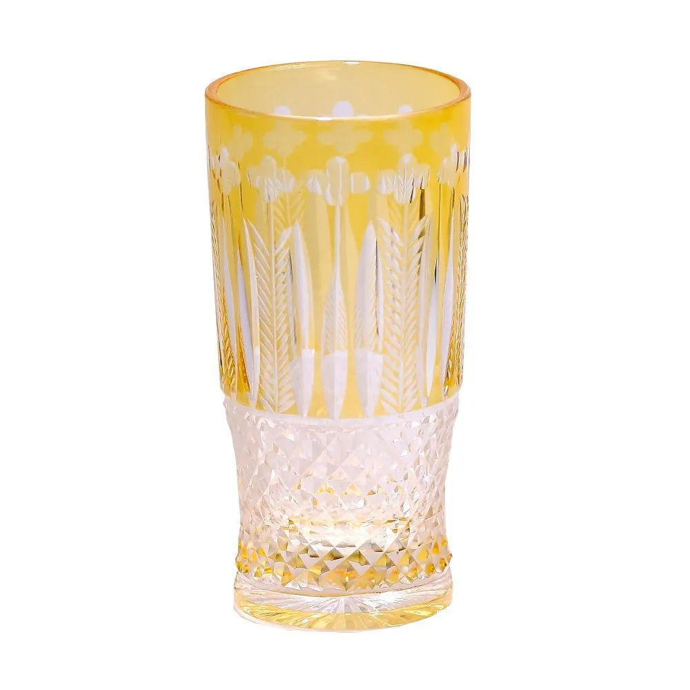 Japanese Edo cut crystal glass wine cup hand-carved simple style 201-300ml capacity