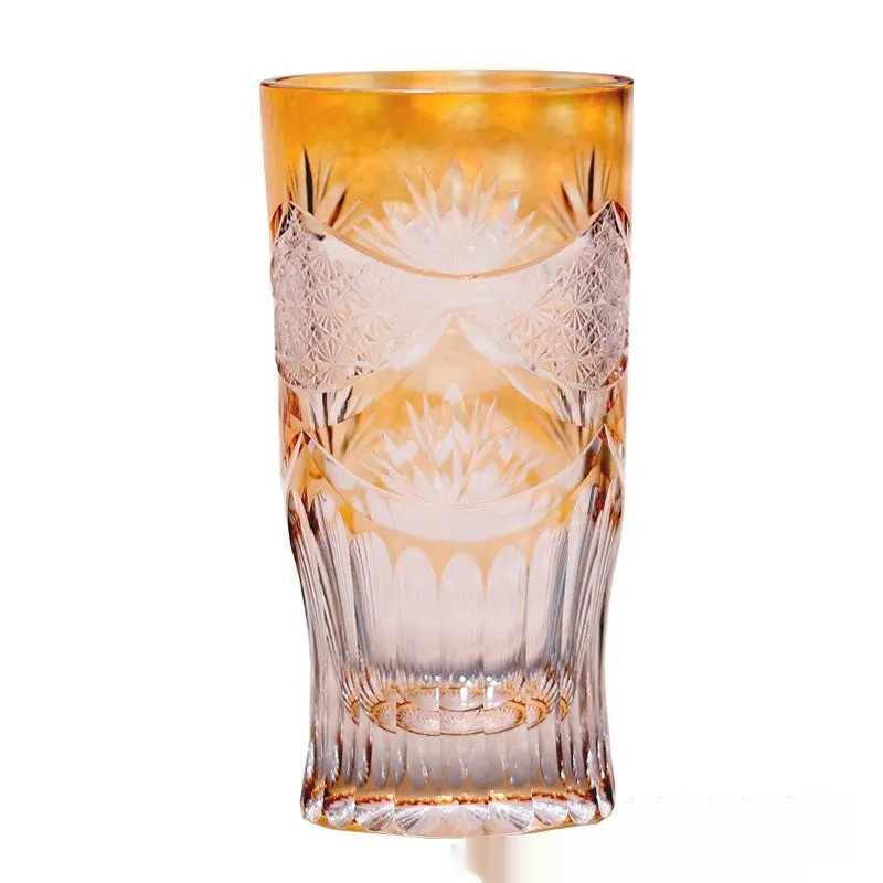 Japanese Edo cut crystal glass wine cup hand-carved simple style 201-300ml capacity