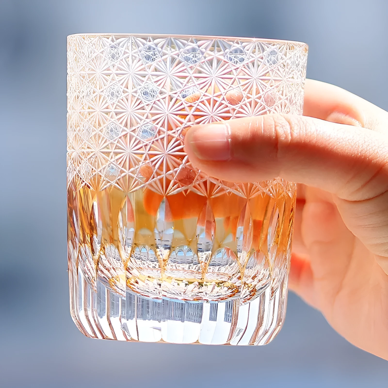 Japanese Edo cut crystal glass wine cup hand-carved simple style 201-300ml capacity