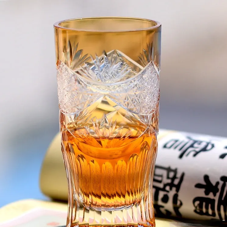 Japanese Edo cut crystal glass wine cup hand-carved simple style 201-300ml capacity