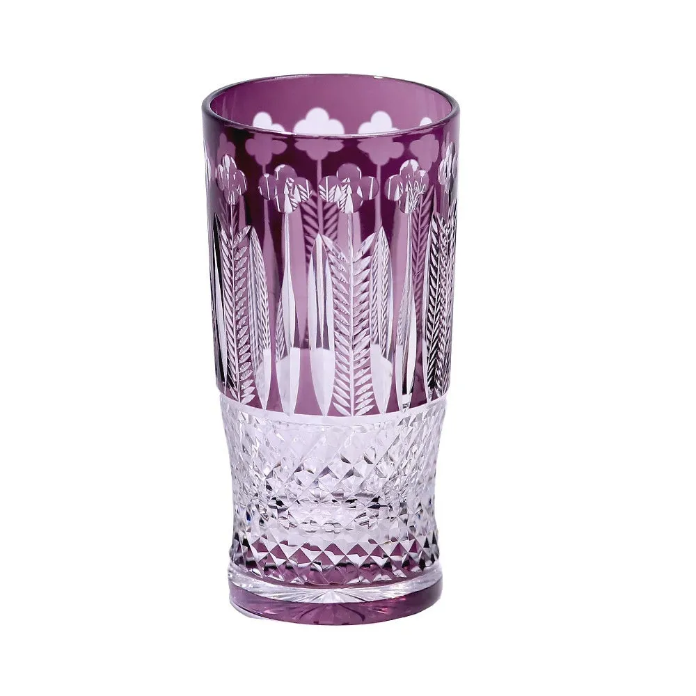 Japanese Edo cut crystal glass wine cup hand-carved simple style 201-300ml capacity