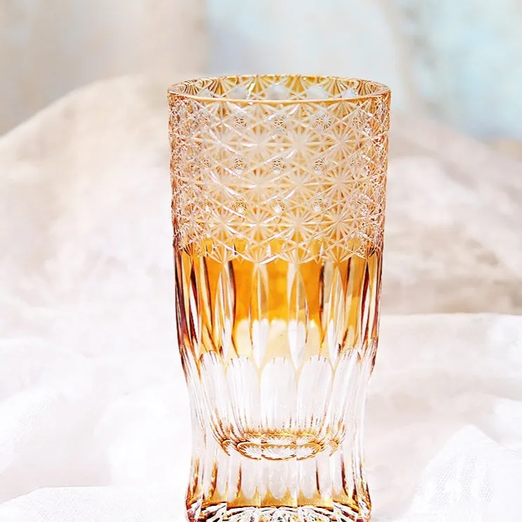 Japanese Edo cut crystal glass wine cup hand-carved simple style 201-300ml capacity