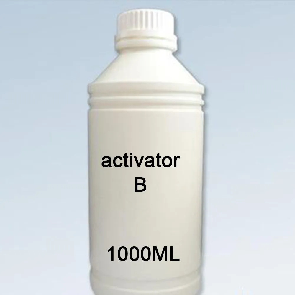 One litre bottle of eco-solvent ink activator for water transfer printing with strong tensile property