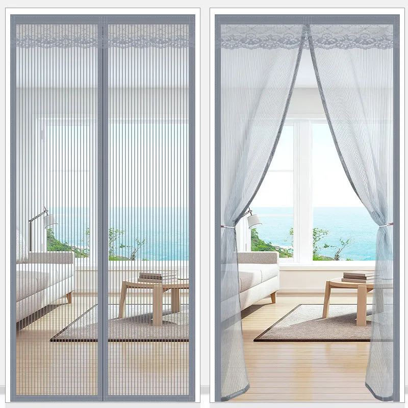 Self-priming velcro door curtain in striped coffee colour for household partition use