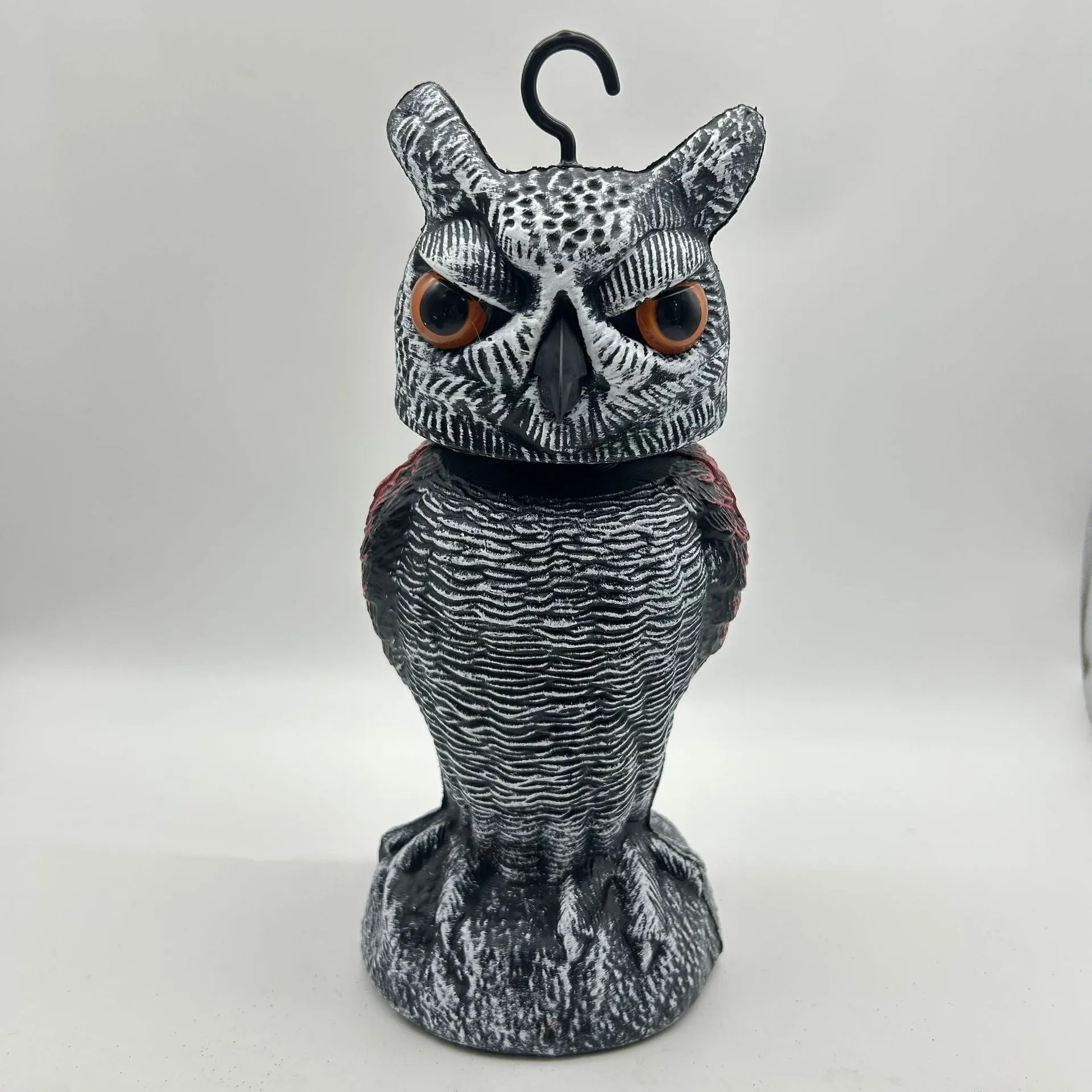 Artificial owl bait ornament with shaking head mechanism for outdoor bird deterrent