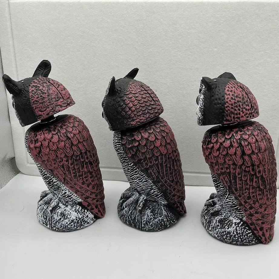 Artificial owl bait ornament with shaking head mechanism for outdoor bird deterrent
