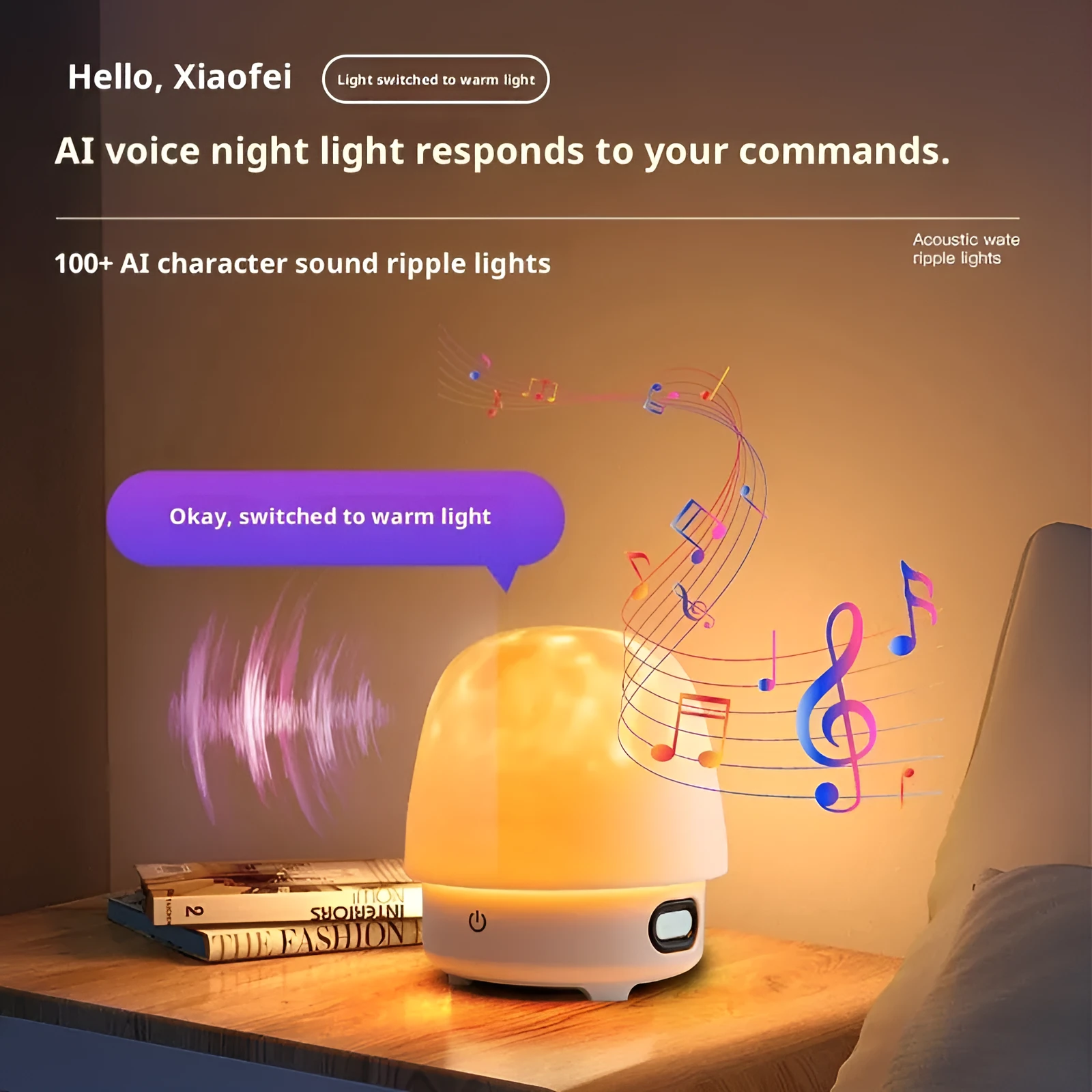New Water Ripple smart Bluetooth stereo bedside lamp with 16-colour light and touch control in geometric shape