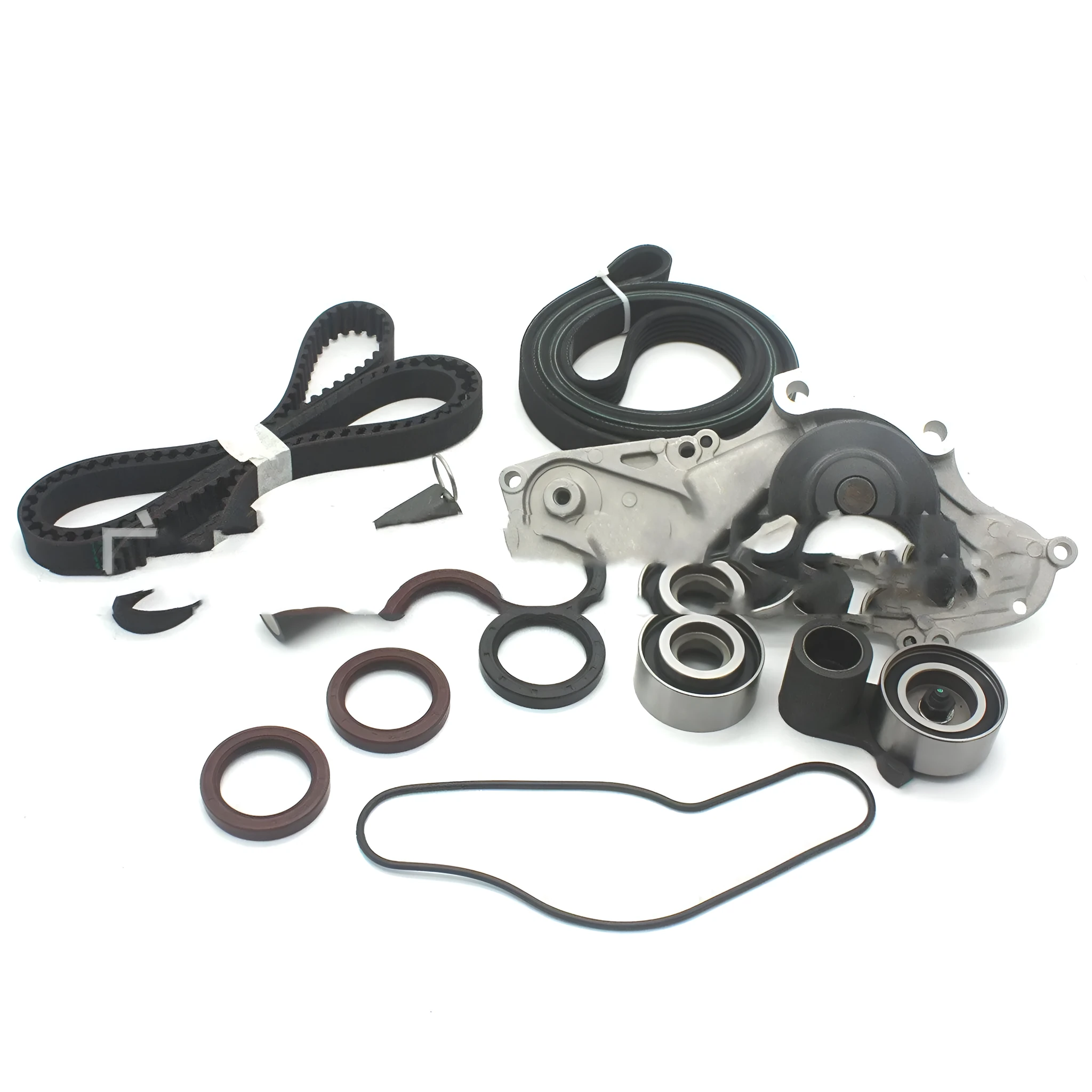 Metal automotive belt and water pump assembly measuring 28mm x 18mm x 16mm