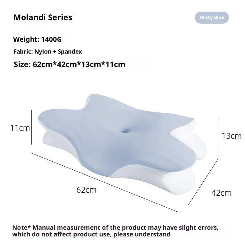 Dedicated Sleep Home slow rebound memory foam contour neck pillow in budding green colour, 62x42x11x13cm