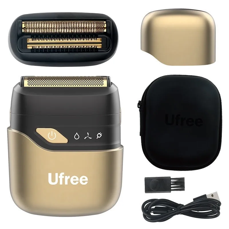 Gold electric reciprocating two cutter head shaver with LED display and floating heads