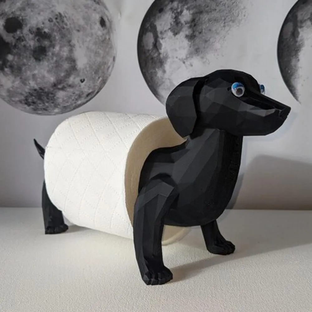 Creative animal dog-shaped tissue holder in solid colour, 8cm x 10.5cm, on a desk