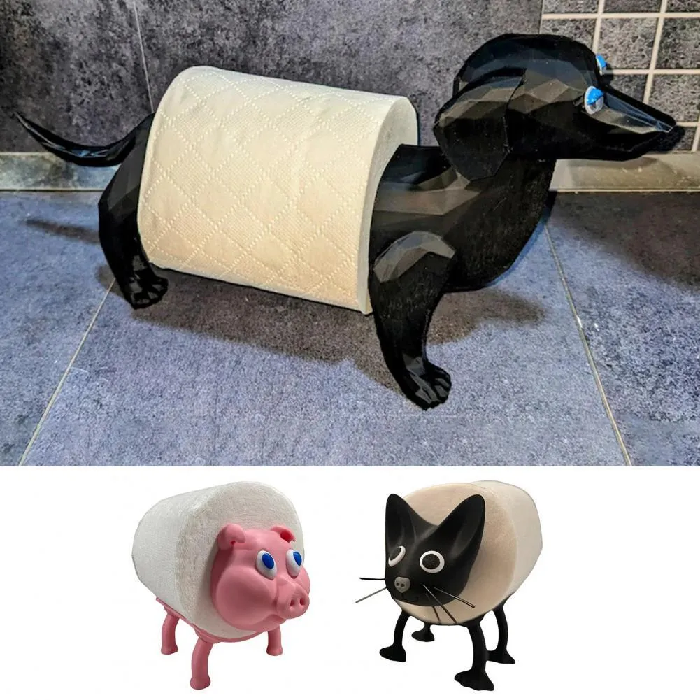 Creative animal dog-shaped tissue holder in solid colour, 8cm x 10.5cm, on a desk