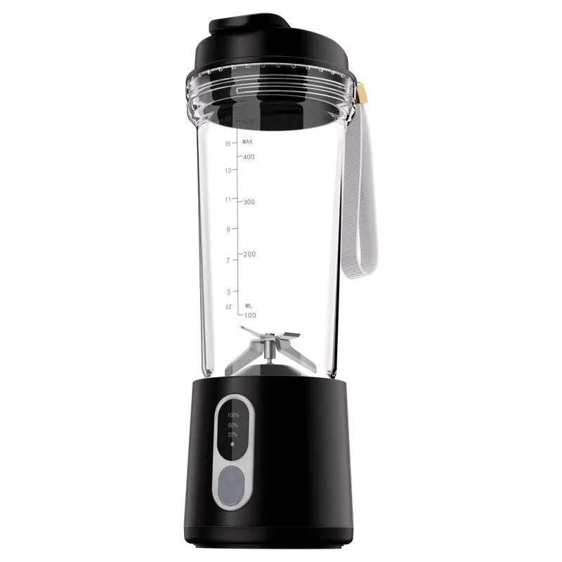 Portable electric juicer cup 500ml with 300W broken wall blender in black, white, gray, rose red, and ocean green