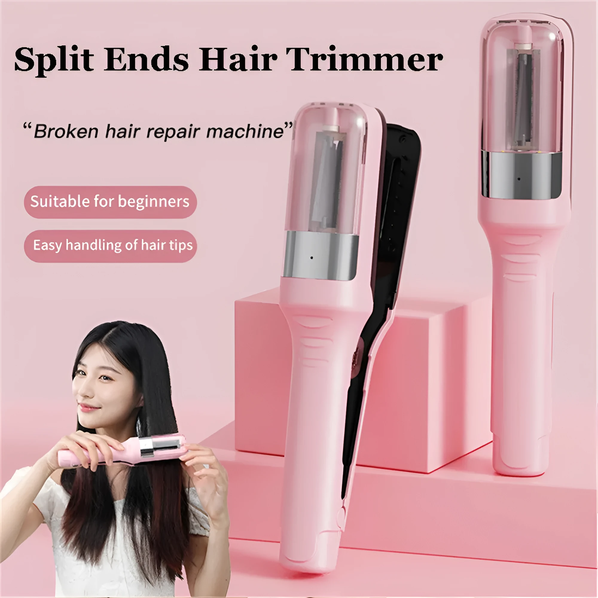 Nicotinamide 30ml hair ends trimmer in neutral packaging with beige bottle and accessories