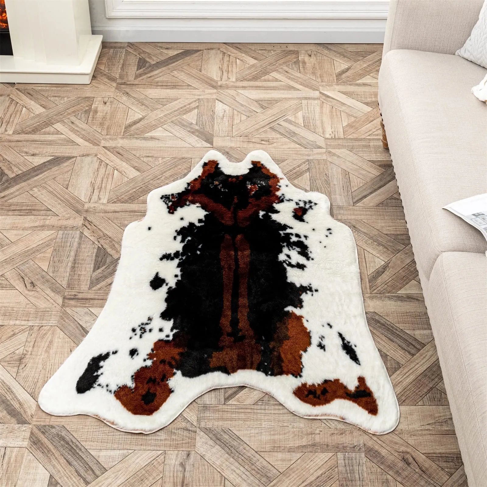 Light luxury floor mat with cute tiger print, made of imitation cashmere, machine washable, available in 40X120cm size
