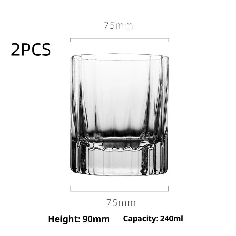 Light luxury crystal glass thick bottom lace whiskey glass on table