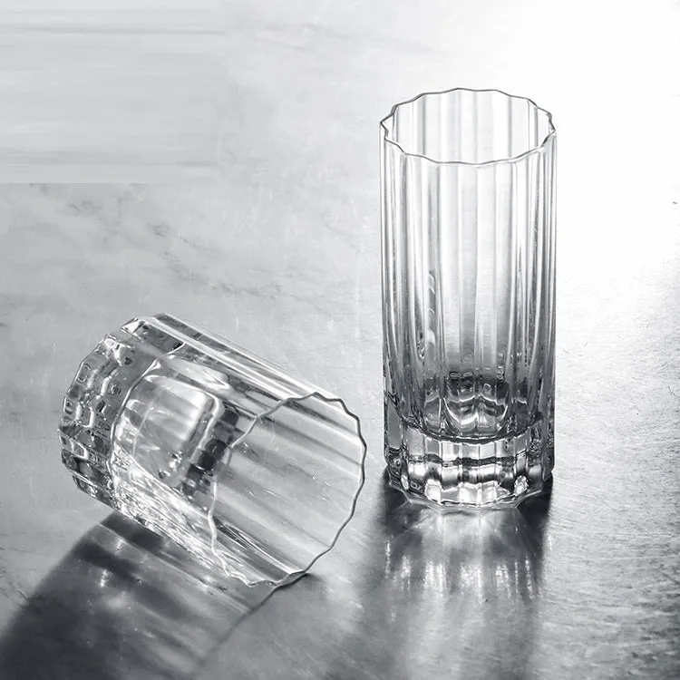 Light luxury crystal glass thick bottom lace whiskey glass on table