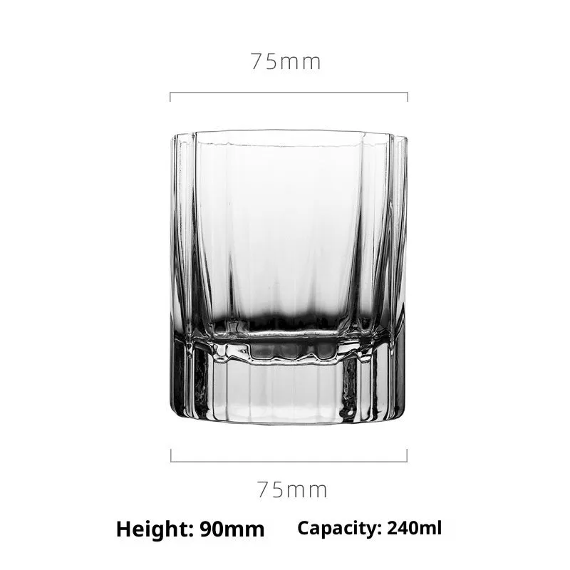 Light luxury crystal glass thick bottom lace whiskey glass on table