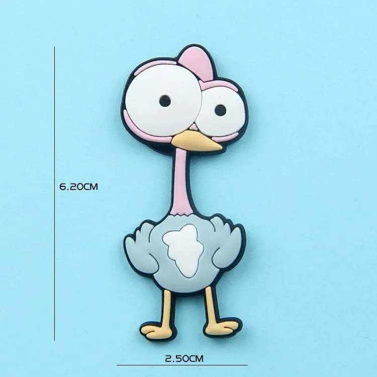 Set of 9 colourful PVC cartoon animal refrigerator stickers on a white fridge surface