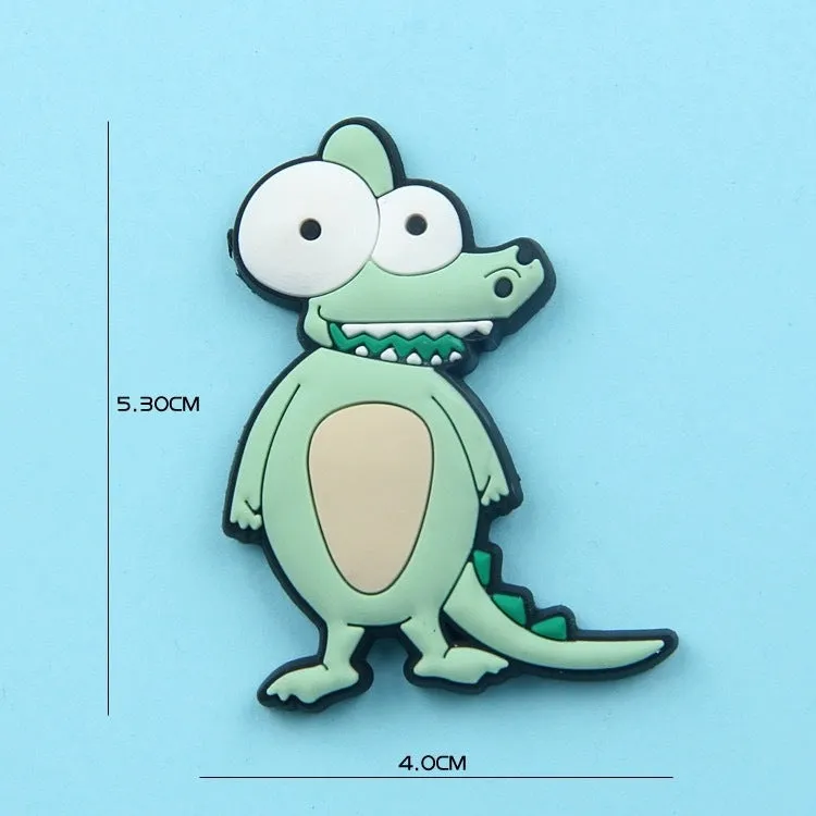 Set of 9 colourful PVC cartoon animal refrigerator stickers on a white fridge surface