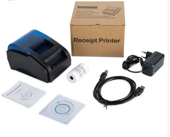 58mm black Bluetooth thermal receipt printer for desktop use in supermarket or takeout