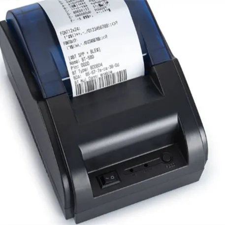 58mm black Bluetooth thermal receipt printer for desktop use in supermarket or takeout