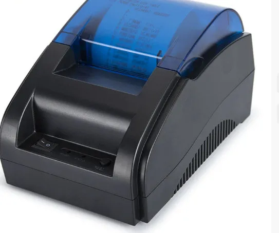 58mm black Bluetooth thermal receipt printer for desktop use in supermarket or takeout