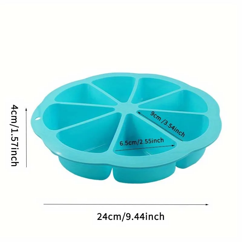 Round silicone cake mold in orange colour for baking, modern simple style, on white background