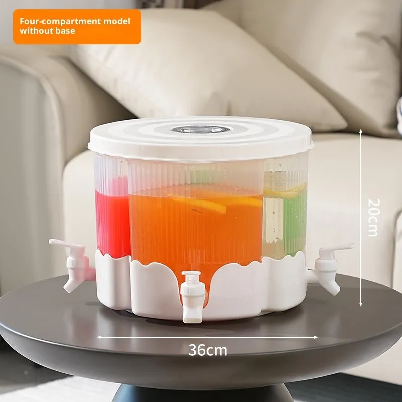 Rotating refrigerator cold water kettle with faucet and glacier pattern finish on kitchen counter