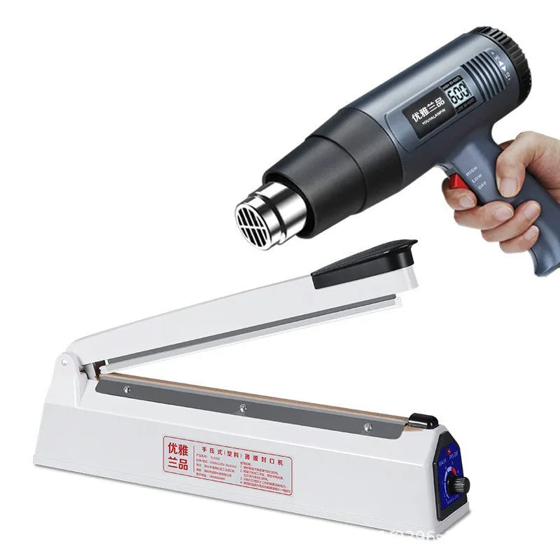 Heat film heat shrinkable bag sealing machine with hot air gun and 40cm sealing length
