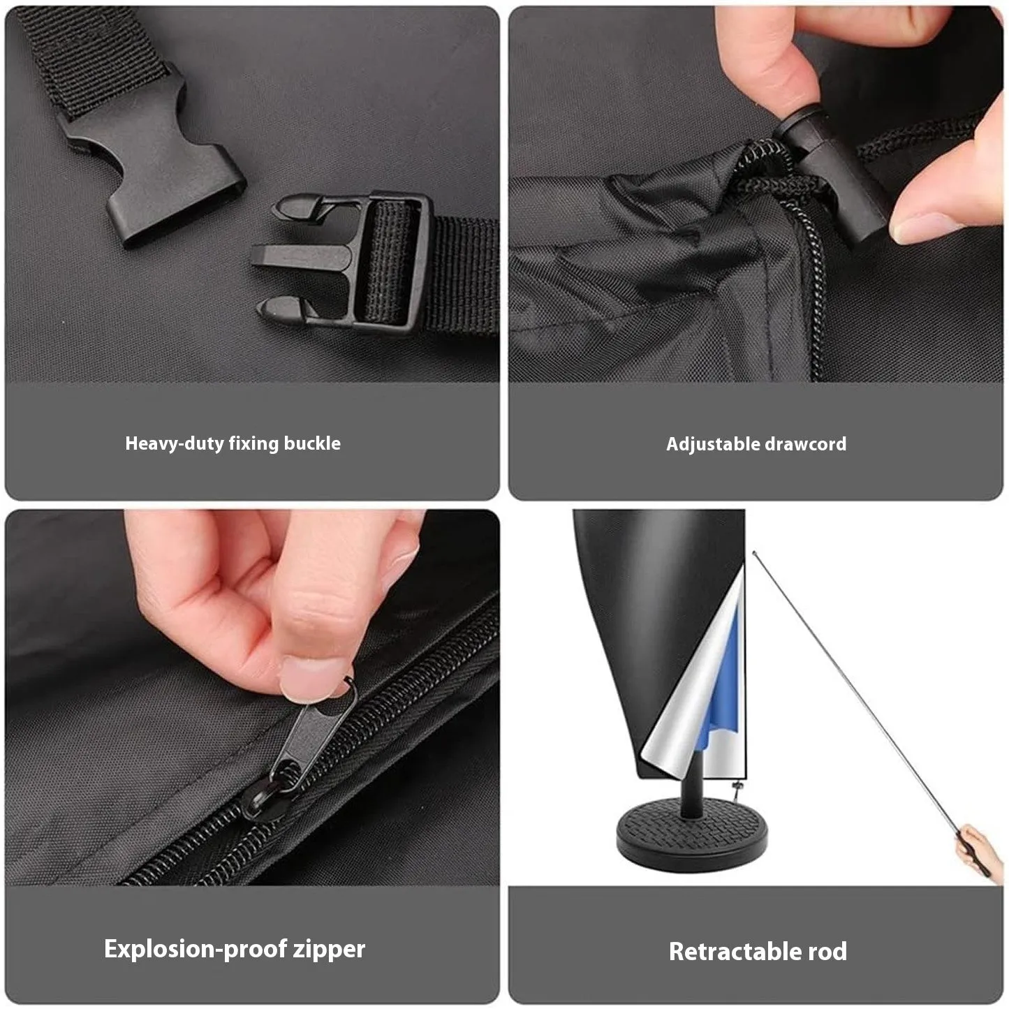 Waterproof Oxford cloth umbrella cover for outdoor offset banana umbrellas in black or grey colour