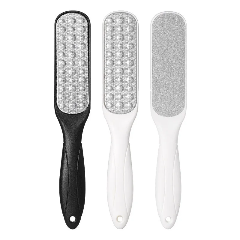 Double-sided stainless steel foot grinder for callus removal in black and white colour options