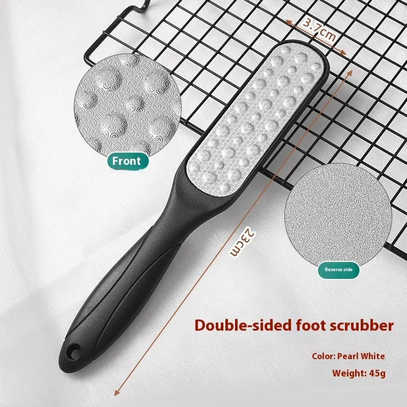 Double-sided stainless steel foot grinder for callus removal in black and white colour options
